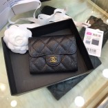 SCH033 Chanel wallet 8.5×12×2.5cm caviar leather