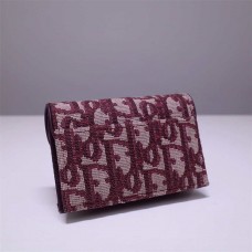 SDi037 Dior wallet card holder oblique red 10.5x7x3cm