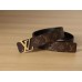 Best quality replica Louis Vuitton Belt M9821 Initiales 40 Monogram Canvas Black calf leather Gold buckle Shiny double-sided belt 