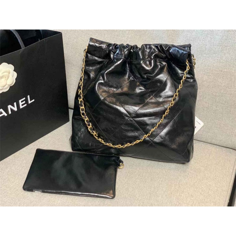  CHANEL 22 Black real leather with gold hardware  35CM AND 39CM (Best Quality Replica)