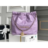  CHANEL 22 Purple real leather with gold hardware  35CM AND 39CM (Best Quality Replica)