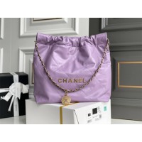  CHANEL 22 Purple real leather with gold hardware  35CM AND 39CM (Best Quality Replica)
