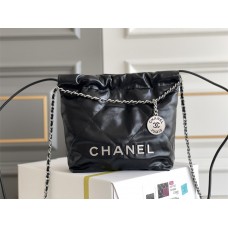 CHANEL 22 Mini Black real leather silver hardware  20x19x6CM (BEST QUALITY REPLICA)