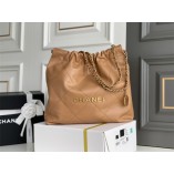 CHANEL 22 caramel REAL LEATHER WITH GOLD HARDWARE 35CM AND 39CM (BEST QUALITY REPLICA)