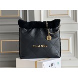 CHANEL 22 BLACK REAL LEATHER WITH GOLD HARDWARE 35CM (BEST QUALITY REPLICA) Tweed