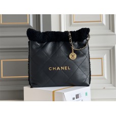 CHANEL 22 BLACK REAL LEATHER WITH GOLD HARDWARE 35CM (BEST QUALITY REPLICA) Tweed