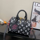 M46088  Louis Vuitton Speedy Bandouliere 20.5x13.5x12CM Black/White (BEST QUALITY REPLICA REPLICA)