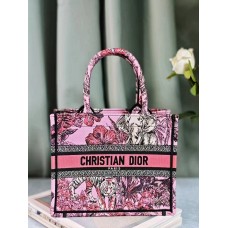 Dior book tote tiger zoo oblique  26.5*21*14cm small pink