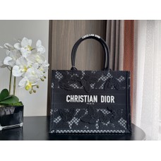 Dior book tote oblique  26.5*21*14cm small black butterfly
