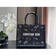 Dior book tote oblique  26.5*21*14cm small black butterfly