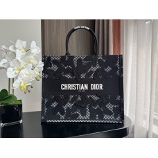 Dior book tote oblique  36*27*16cm medium black butterfly