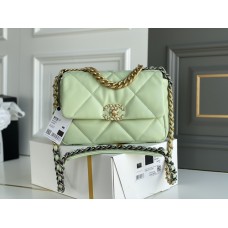 Chanel 19 bag green lambskin 26cm Hass leather gold