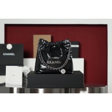 Chanel 22 bag black silver 35cm