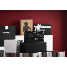 Chanel classic flap lambskin 25cm black silver