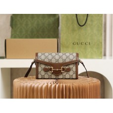 Gucci Horsebit 1955 Mini 18*12*5cm monogram brown