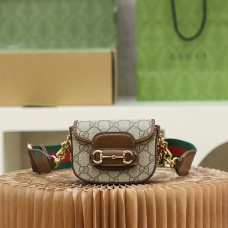 Gucci Horsebit 1955 super Mini 12*9*4cm monogram brown