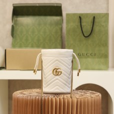 Gucci GG Marmont Mini bucket 19x17cm white gold