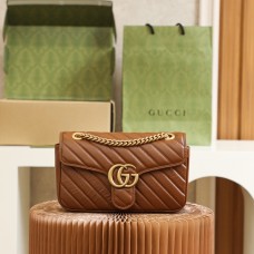 Gucci GG Marmont   26*15*7cm golden brown leather