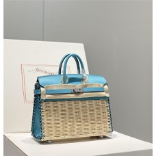 Hermes birkin 25cm  leather blue