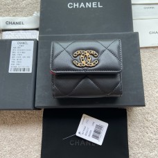 Chanel wallet black 19×h10.5×3cm gold