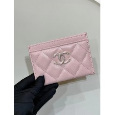 Chanel wallet card holder  pink caviar