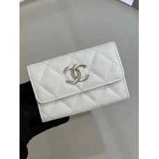 Chanel wallet card holder  white caviar 11-8.5-3cm