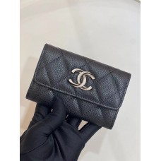 Chanel wallet card holder  black caviar 11-8.5-3cm