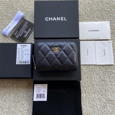 Chanel wallet black gold W11×H7.5×2cm caviar