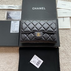 Chanel wallet black w15×h10×d2.5 lambskin