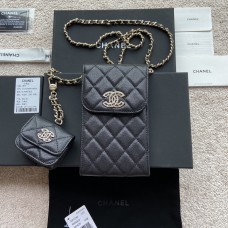 Chanel cellphone case WOC black caviar w10×h16.5×2cm