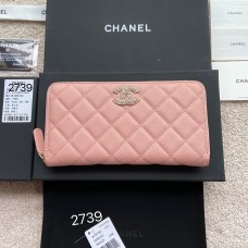 Chanel wallet pink w19.5×h10.5×d2cm caviar