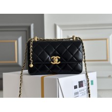 Chanel double gold ball 12x19x8cm black gold