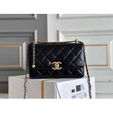 Chanel double gold ball 14.5x22x8cm black gold