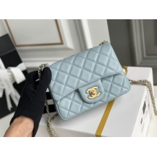 Chanel gold ball 13x18x7cm black lambskin blue