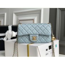 Chanel gold ball 13x20x7cm black lambskin blue