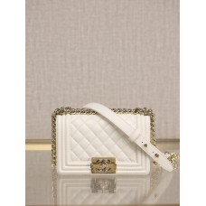 Chanel Le boy 20cm caviar white