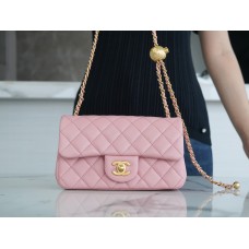 Chanel classic flap gold ball 13×20×7cm pink 
