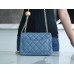 Chanel Classic flap 23K 13×18×7cm gold ball blue lambskin