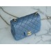 Chanel Classic flap 23K 13×18×7cm gold ball blue lambskin