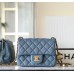 Chanel Classic flap 23K 13×18×7cm gold ball blue lambskin