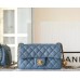 Chanel Classic flap 23K 13×20×7cm gold ball blue lambskin