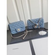 Chanel classic flap 18cm Denim gold ball