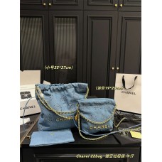Chanel 22 bag small 35cm Denim 2025 new 