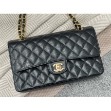 Chanel Classic Flap bag CF medium cf  25cm black caviar leather  gold  25cf 1112 2025 new 