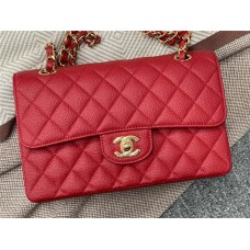 Chanel Classic Flap bag CF  small cf  23cm red  classic-caviar leather  gold  2025 new 