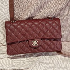Chanel Classic Flap bag CF  25cm medium cf burgundy small caviar leather lghw  2025 new 