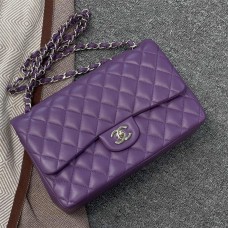 Chanel Classic Flap bag CF jumbo 30cm purple lamskin lghw  2025 new 