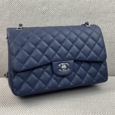 Chanel Classic Flap bag CF jumbo 30cm navy small caviar shw  2025 new 
