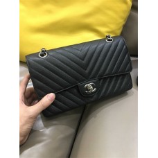 Chanel Classic Flap bag CF  25cm medium cf black chevron small caviar shw  2025 new 