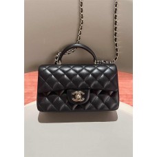 Chanel Classic Flap bag CF 20cm handle cf black lamskin lghw  2025 new 